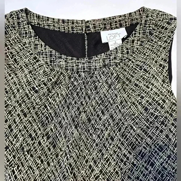 Ann Taylor LOFT Women's Black Geometric Midi Dress Size 4 Casual - Picture 4 of 9